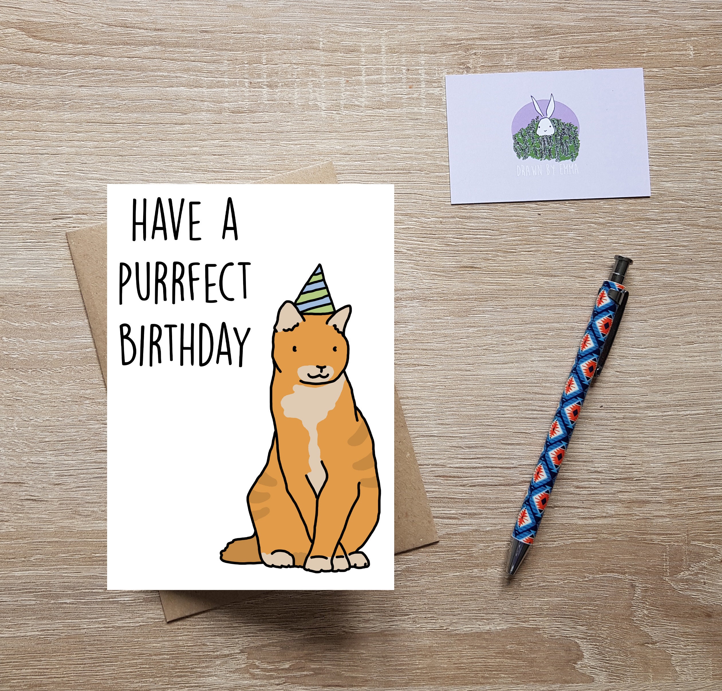 Have A Purrfect Birthday Happy Birthday Birthday Cards | Etsy