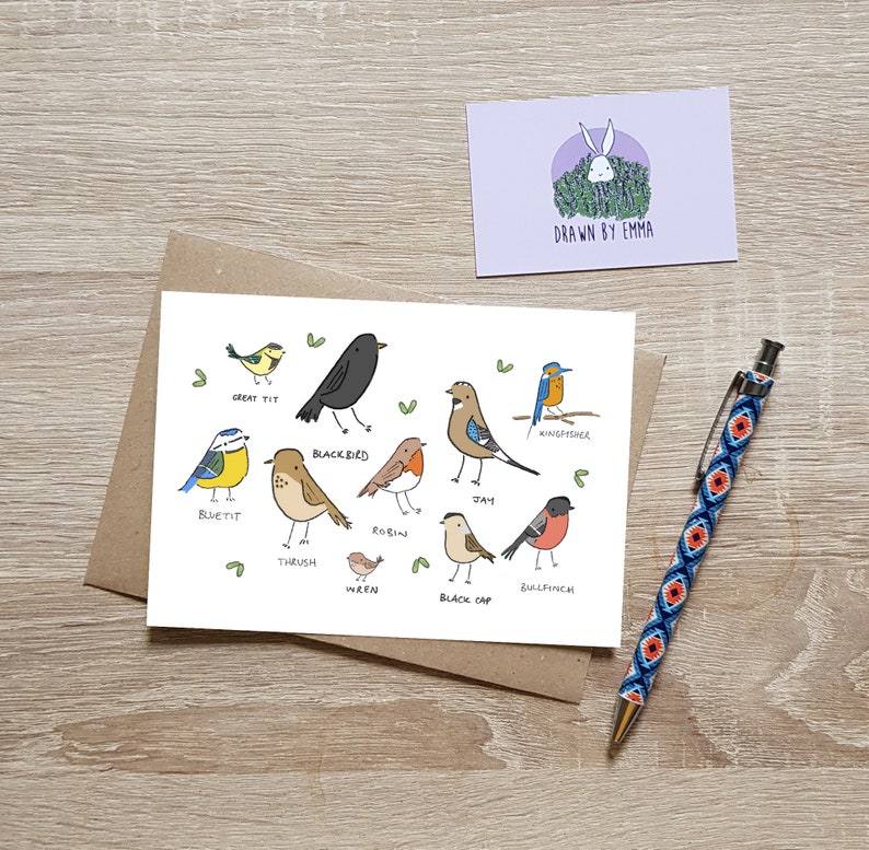 Garden Birds Greetings Card Bird Lovers Gardeners Birthday Card Bird Birthday Card Birthday Card Garden Blank image 1