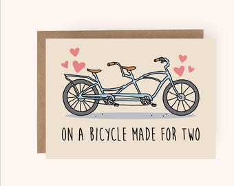 Tandem Bicycle Valentine's Day Card: Bike Lover Anniversary Greetings