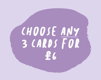 Any 3 Greetings Cards Deal | Pick and Mix | Deal | Choose Your Own | Animals | Pun | Birthday | Funny | Blank | Illustrated