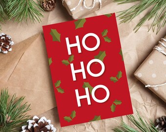 Ho Ho Ho - Christmas Card - Greetings Card - Blank
