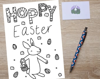 Hoppy Easter Colour In Page - Easter - Colour In Page - Children's Activity - Children's Colouring In Page