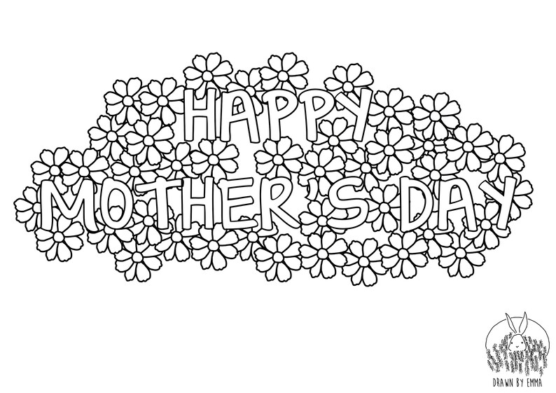 Happy Mother's Day Colouring in Colouring in Page Mother's Day Gift ...