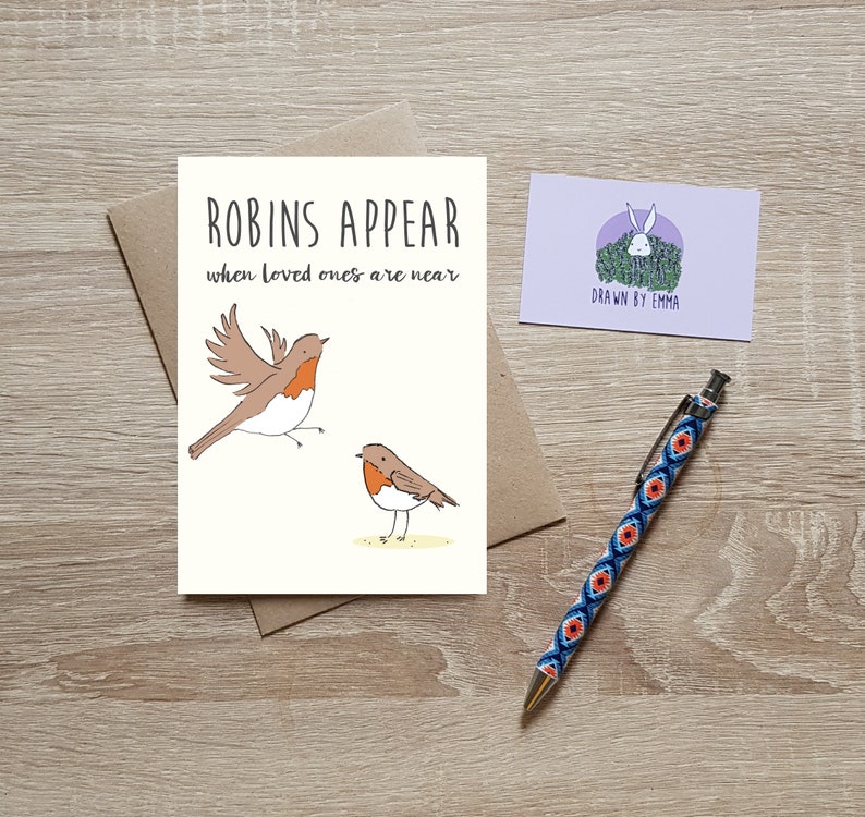 Robins Appear With Sympathy Card Robin Sympathy Card Greeting Card Blank image 1