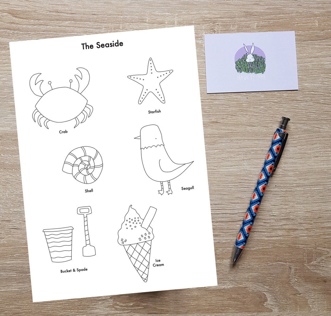 Seaside Colouring Page: Children's Nature Activity (A4 Printable) - Etsy