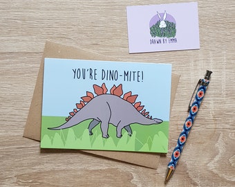 You're Dinomite - Dinosaur Card - Love Card - Anniversary Card - Greetings Card - Blank