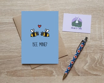 Bee Mine - Anniversary Card - Valentine's Day Cards - Greeting Cards - Married - Boyfriend - Girlfriend - For him - For her - Love - Blank