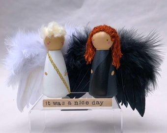 Good Omens Peg Dolls, In the Beginning, Crowley and Aziraphale