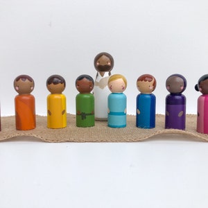 Bible Peg Dolls, Diverse Children and Jesus, Peg Dolls for Sunday School, Wood Peg Dolls, Diverse Peg People