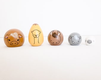 Baby Nativity Animals for Peg Doll Nativity Set, Kids Nativity Set, Wood Nativity Animals, Mama and Baby Animals, Baby Barnyard Farm Animals