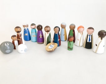 Diverse Wood Peg Doll Nativity Set: Inclusive Kid-Friendly Toy