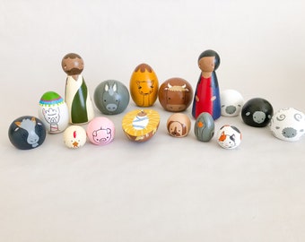 Peg Doll Nativity Set with Many Animals; A set for Animal Lovers