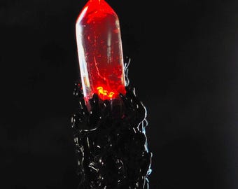 Red Flame Wizard Staff – Handcrafted LED Fantasy Staff with Crystal Core