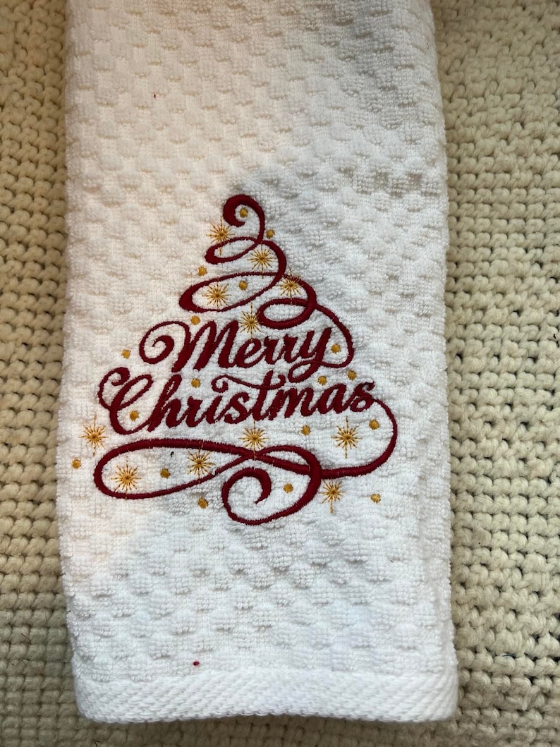 Merry Christmas Hand Towel Etsy