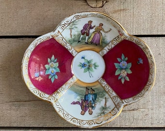 Herend 7786/BT Tulip Bouquet Oval Trinket Dish - Handpainted