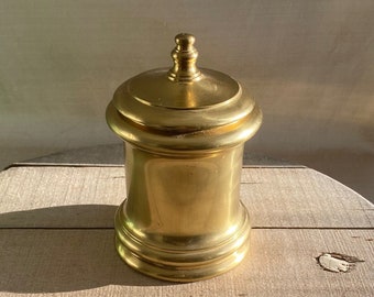 Vintage Heavy Casted Brass Lidded Jar/ Container