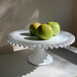 Vintage Milk Glass Hobnail Cake Pedestal image 1