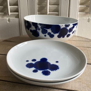Paola Navone SPLASH of Blue Serving Bowl & 2 Side Plates