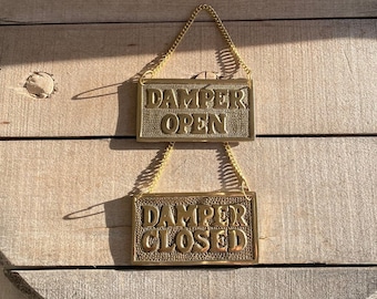 Brass "Damper Open/ Closed" Wall Plaque