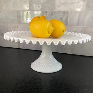 Vintage Milk Glass Hobnail Cake Pedestal image 4
