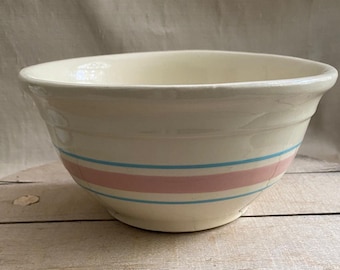 10&quot; Vintage McCoy Cream/Blue/Pink Mixing Bowl