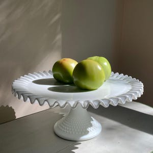 Vintage Milk Glass Hobnail Cake Pedestal image 2