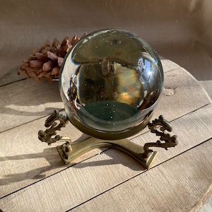 Vintage Glass Ball on Brass Stand