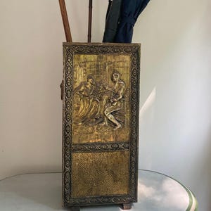 1930&#39;s Brass Embossed Umbrella Stand