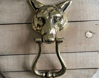 10" Vintage Brass Fox Head Door Knocker