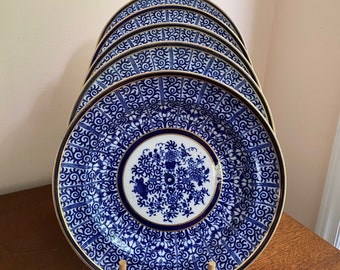 Qty 8 ~ Circa 1879 Minton Cobalt Blue Dinner Plates