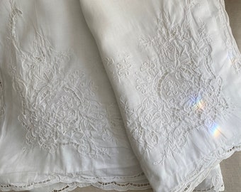 Vintage Handmade Lace Pillow Shams-King size-Pair