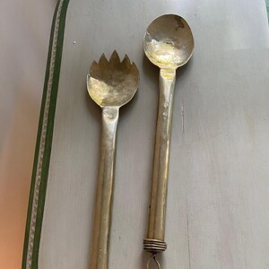 Vintage Hand Casted Brass Serving Spoons~ Pair