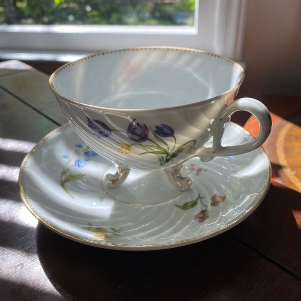Footed Teacup with Saucer