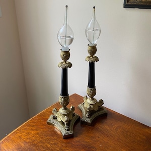 Baroque Gold Gilt & Black Candlesticks
