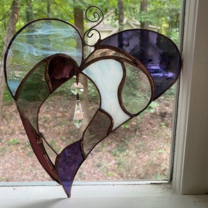 Purple Heart Stained Glass Suncatcher