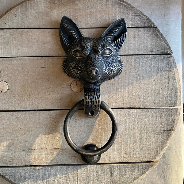 Bright Chrome Large Fox Head Door Knocker