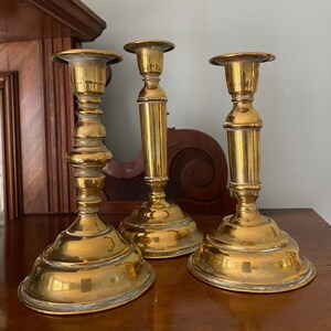Antique Brass candlesticks (set of 3)