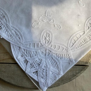 16 x 36 White Battenburg Lace Table Runner