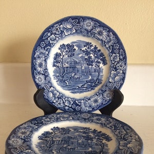Set 4~ Bread & Butter Plates~ Staffordshire Liberty Blue