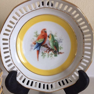Qty 7 ~ Bavarian Reticulated Bird Themed Berry Bowls