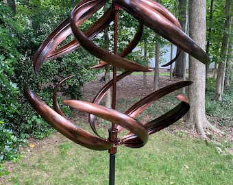Copper Finished Double Spiral Wind Spinner