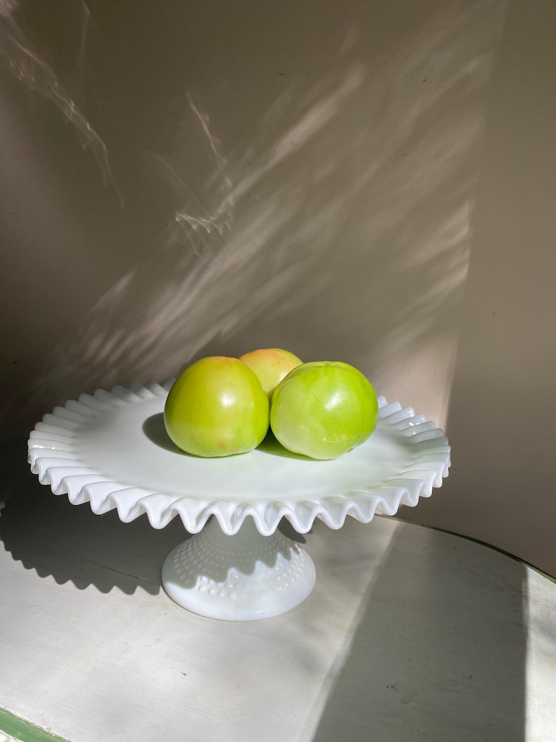 Vintage Milk Glass Hobnail Cake Pedestal image 3