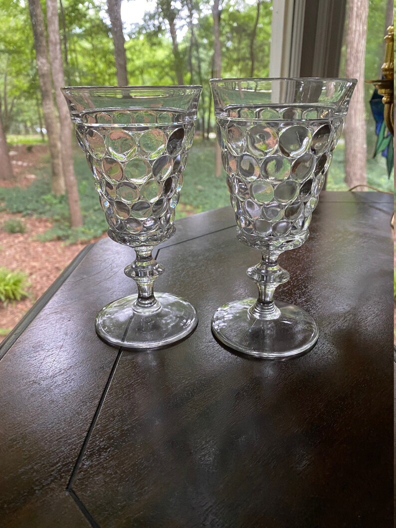 Vintage Bubble Glass Water Goblets pair Etsy