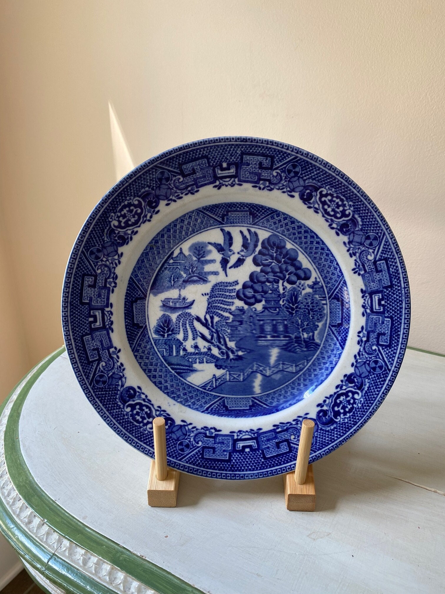 English Blue Willow Plate & Bowl - Etsy