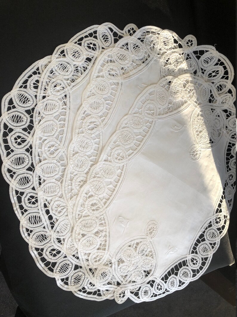 Oval Battenburg Lace Placemats set 4 Etsy