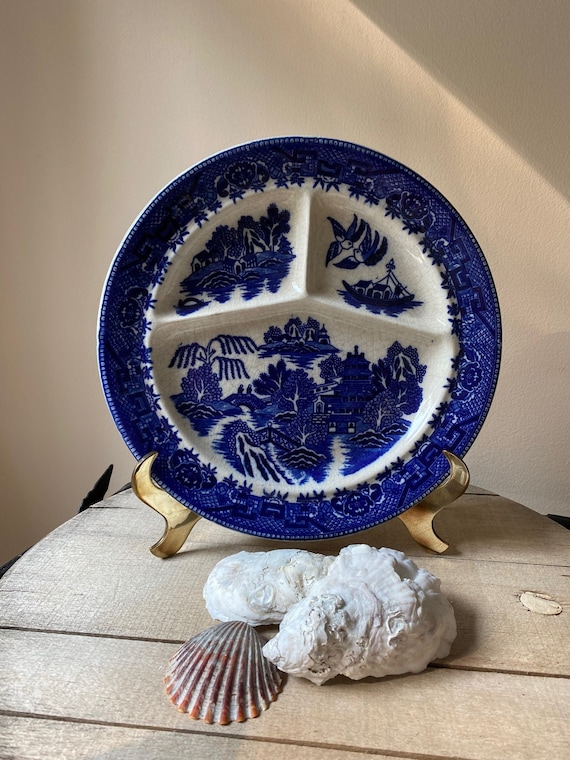 Old Blue Willow 3 Part Plate Etsy