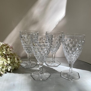 Fostoria American Clear Stemmed Water Goblets ( set 4)