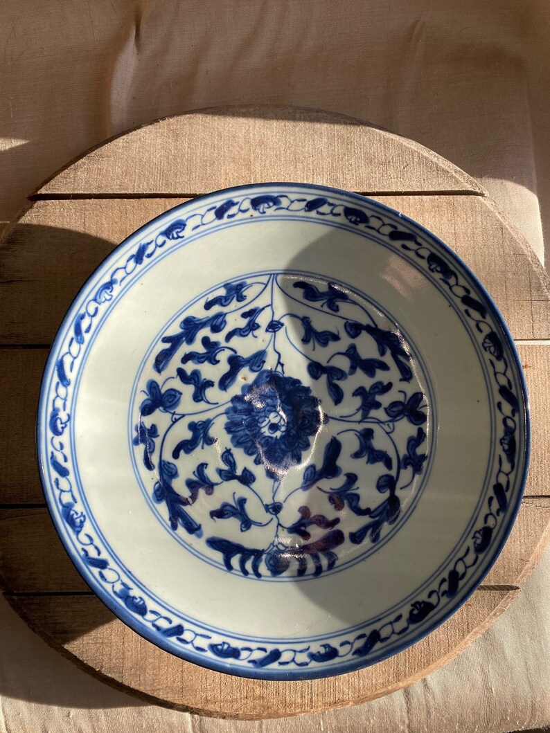 Vintage Blue & White Chinese Plate image 2