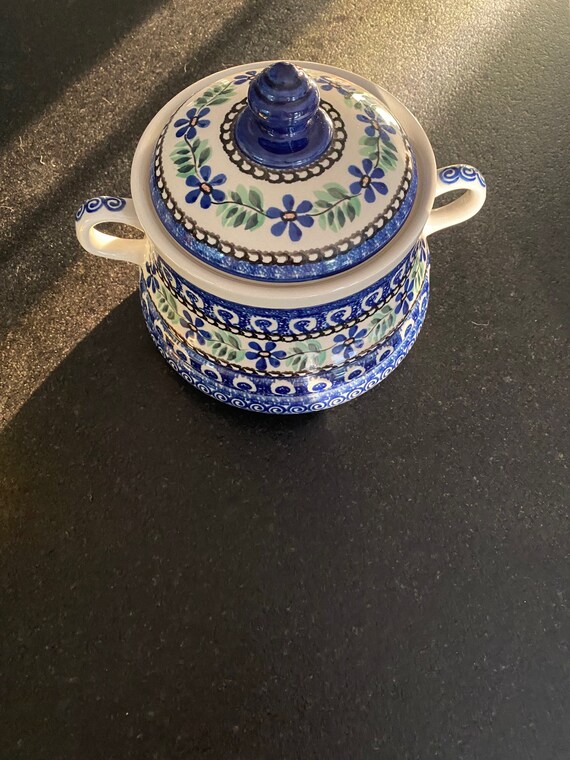 Vintage Polish Pottery ~ Lidded Pot - Etsy