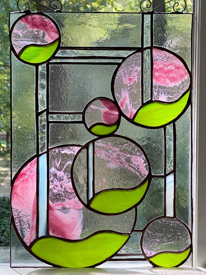 Custom Stained Glass Suncatcher Bubbles Etsy